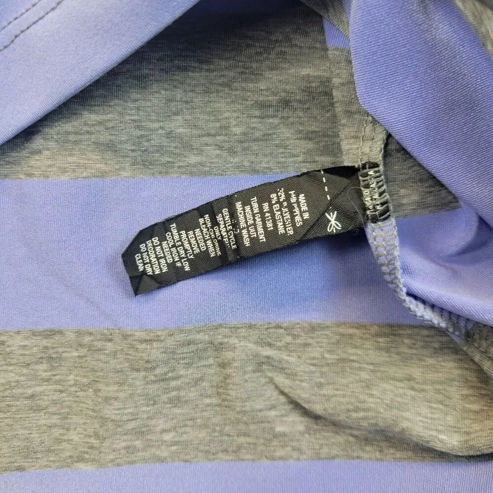 RLX Ralph Lauren Mens Polo XL Purple Gray Striped Golf Shirt BROADMOOR‎ Logo